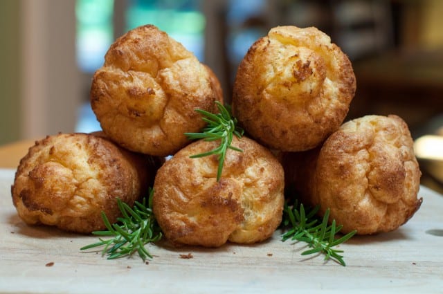 Popovers with rosemary sprigs