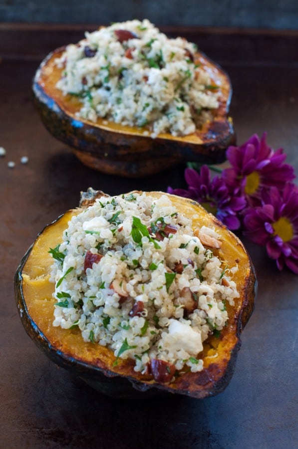 Acorn squash stuffed with quinoa and roasted almonds