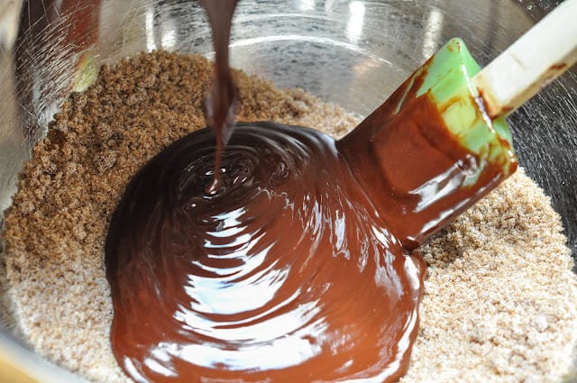 Pouring melted chocolate