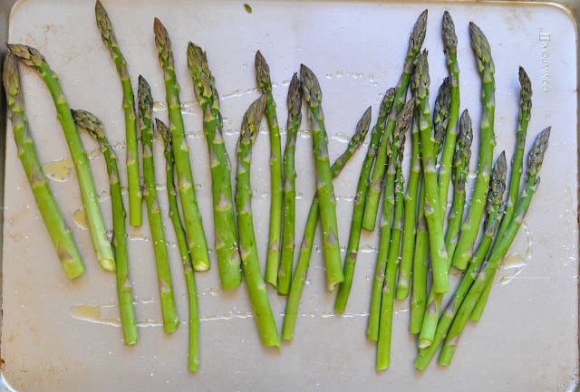 Asparagus drizzled with olive oil