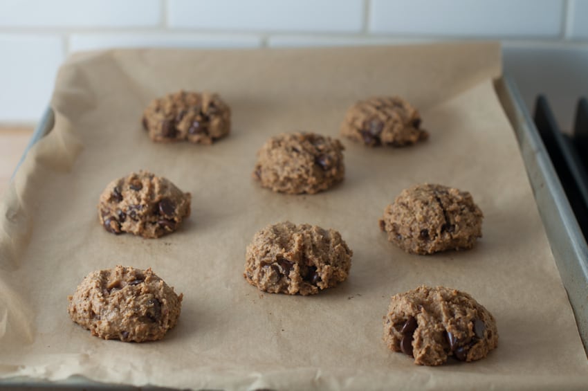 Baked cookies on the parchment paper
