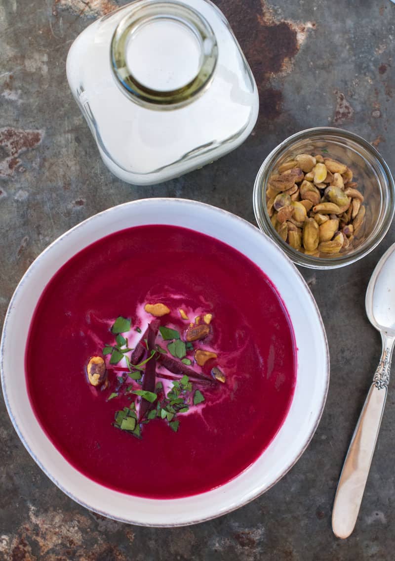 Beet ginger and coconut soup