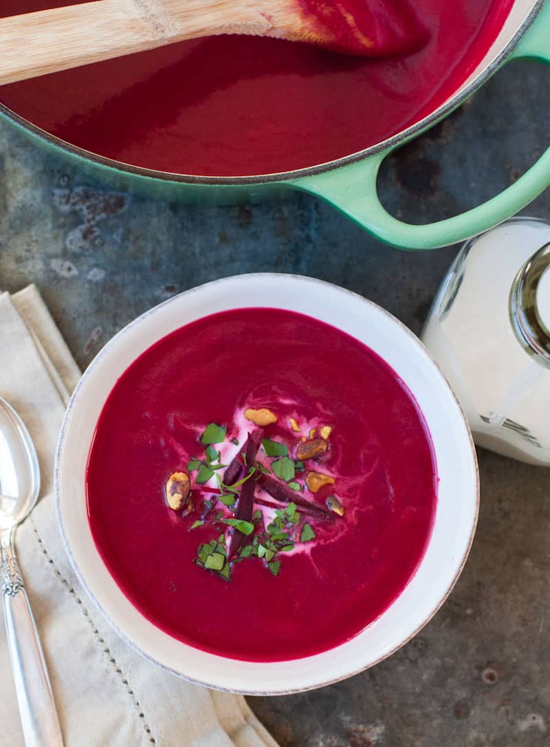 beet ginger and coconut soup