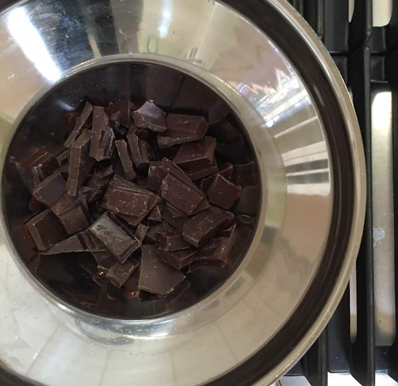 broken chocolate in pan