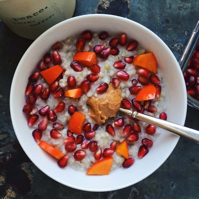 Bowl of buckwheat cereal with fruit