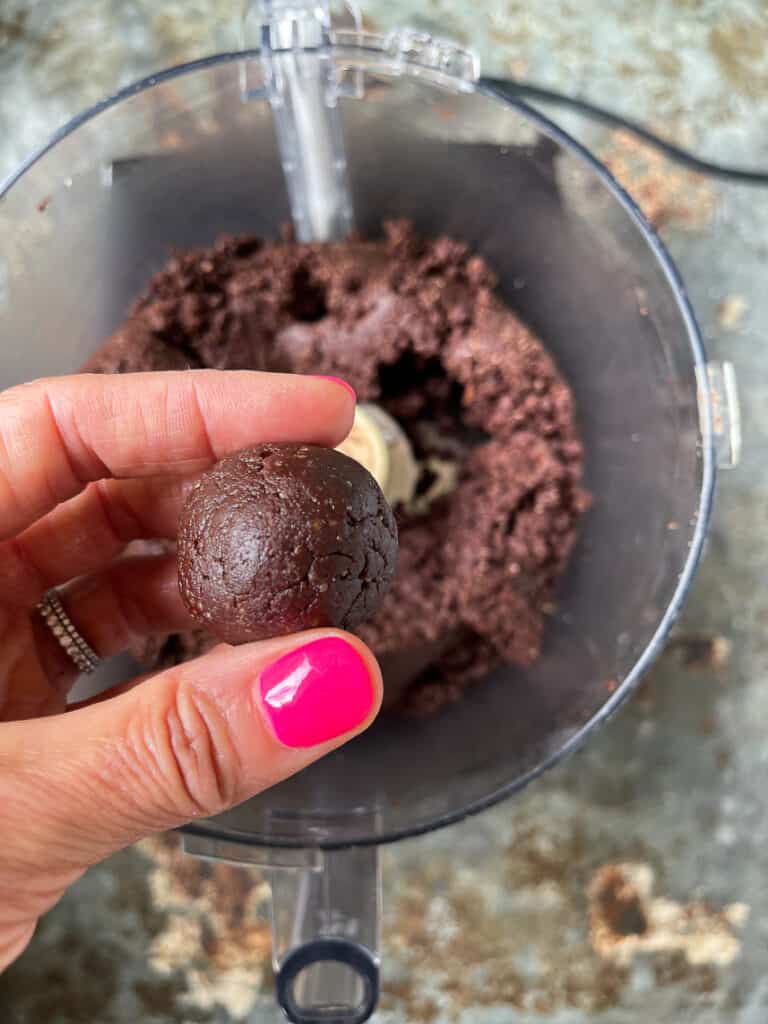 Cacao mixture rolled into a ball.