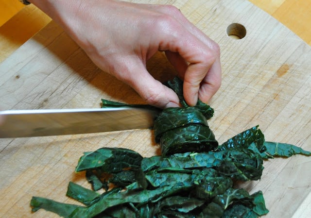 Cutting kale