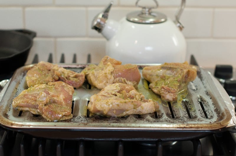 citrus marinated chicken on broiler pan