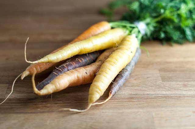 Close up of colored carrots