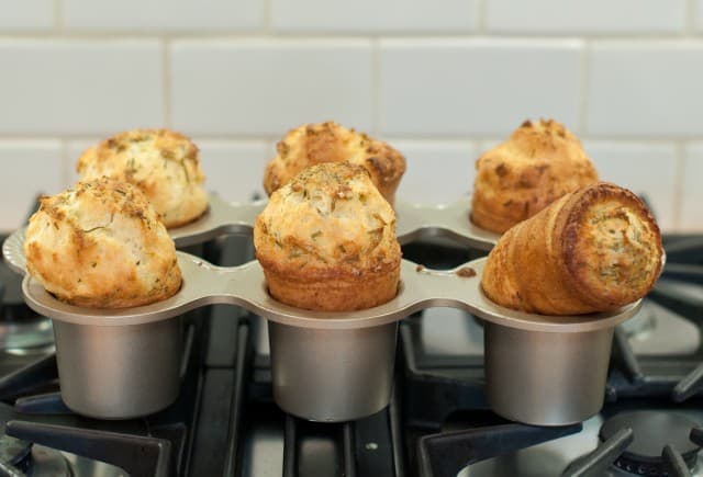 Cooked popovers in popover tin