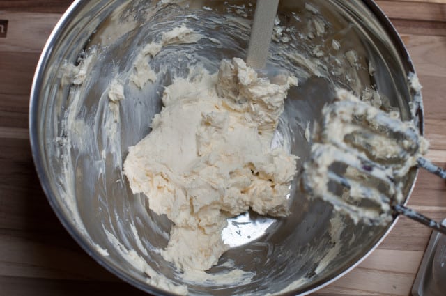 Mixing cream cheese frosting