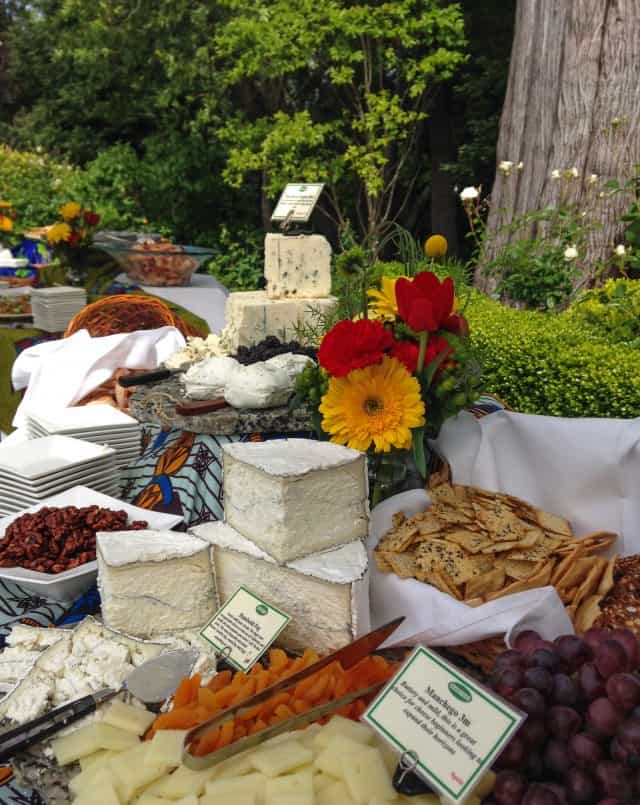 Amazing display of cheeses at catering event