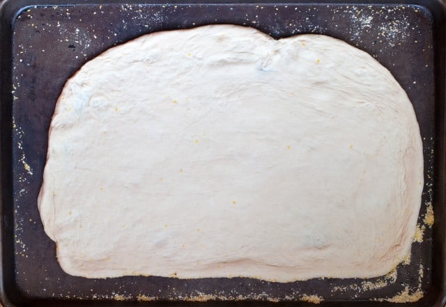 Prepared dough on a baking sheet
