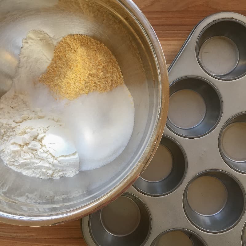 dry ingredients in a mixing bowls