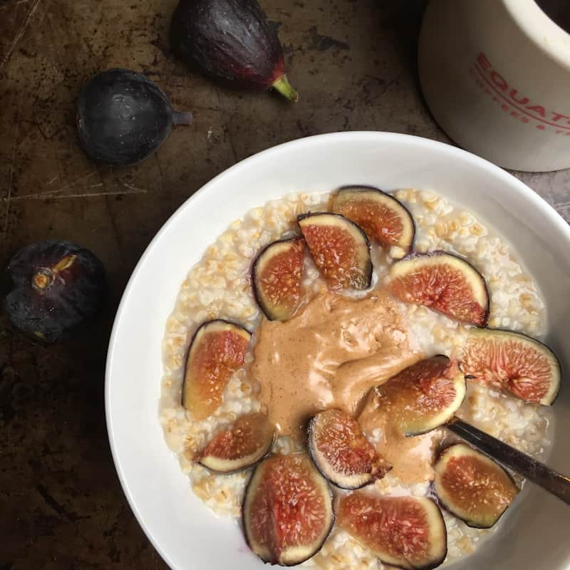 Overnight steel cut oats with fresh figs
