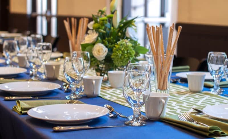 Elegantly set formal dining table