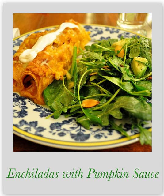 Enchiladas with pumpkin sauce