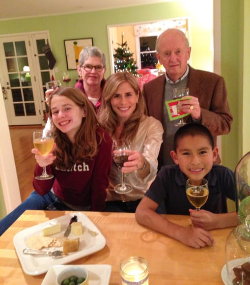 Family toasting cheers