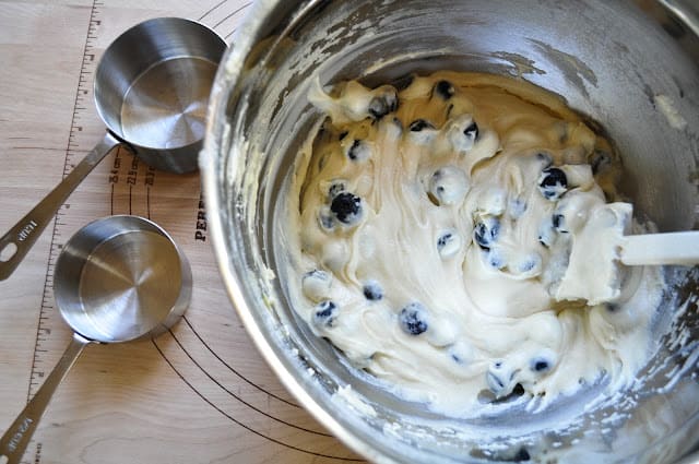 Cake batter with blueberries