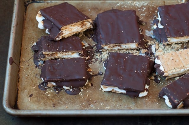 frozen s'mores on baking sheets