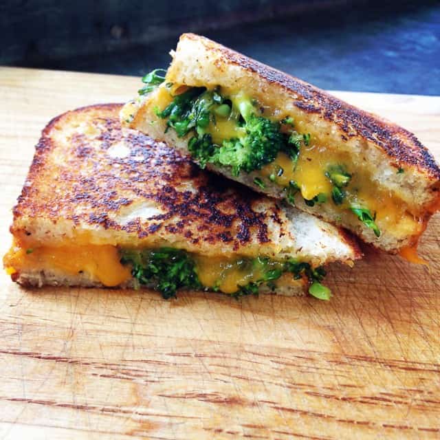 Grilled cheese with roasted broccoli