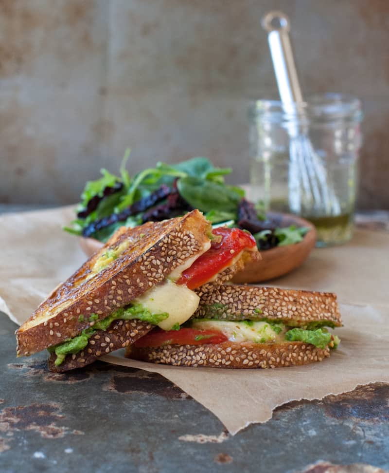grilled cheese with roasted red pepper and avocado 1