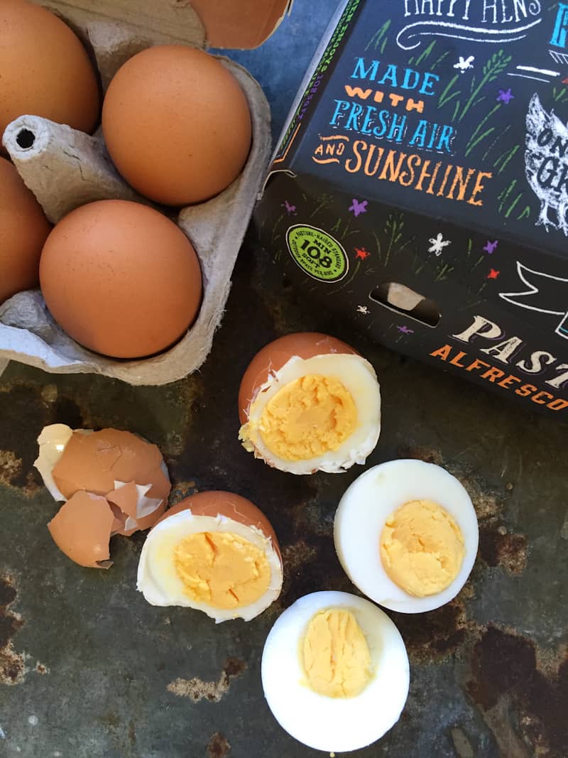 hard boiled eggs with egg carton