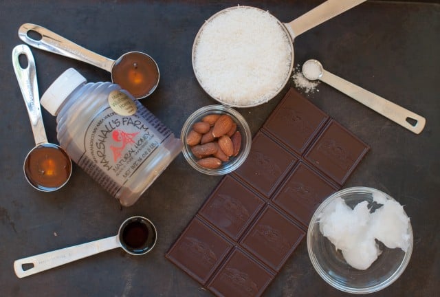 Ingredients for almond joy and mounds bars
