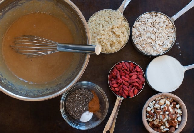 Quinoa bar dry ingredients.