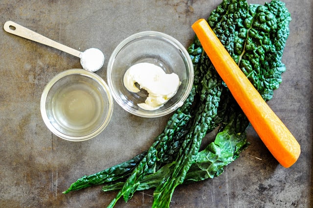 Ingredients for creamy kale slaw