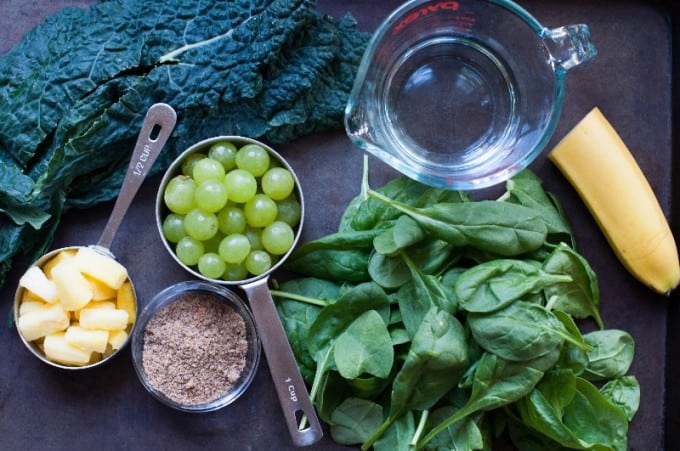Ingredients for kale and spinach smoothie