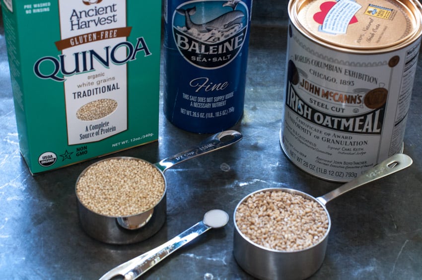 Ingredients for overnight quinoa and steel cut oats