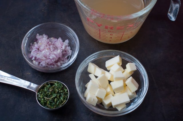 photo of ingredients for shallot and thyme sauce