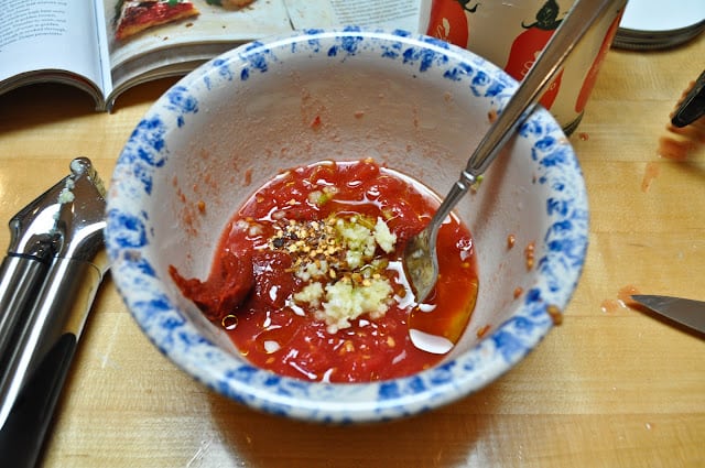 Tomato sauce ingredients in bowl