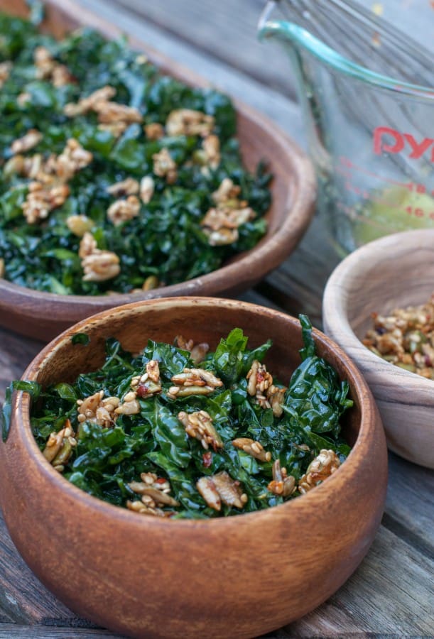 Kale salad with spicy ginger dressing