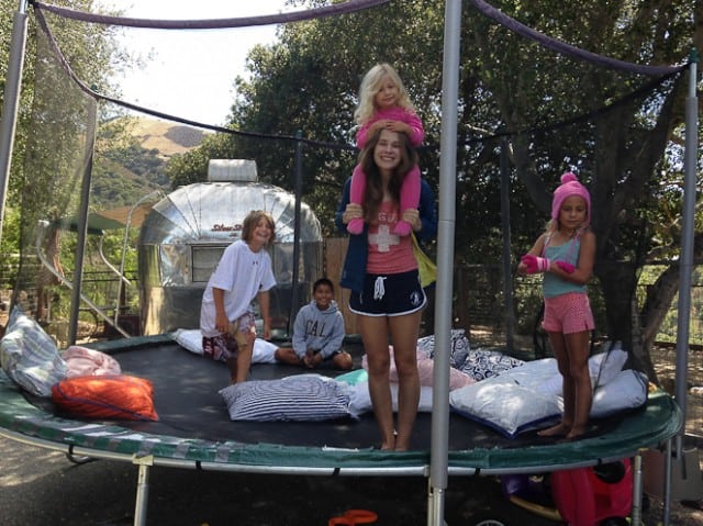 Kids playing on trampoline