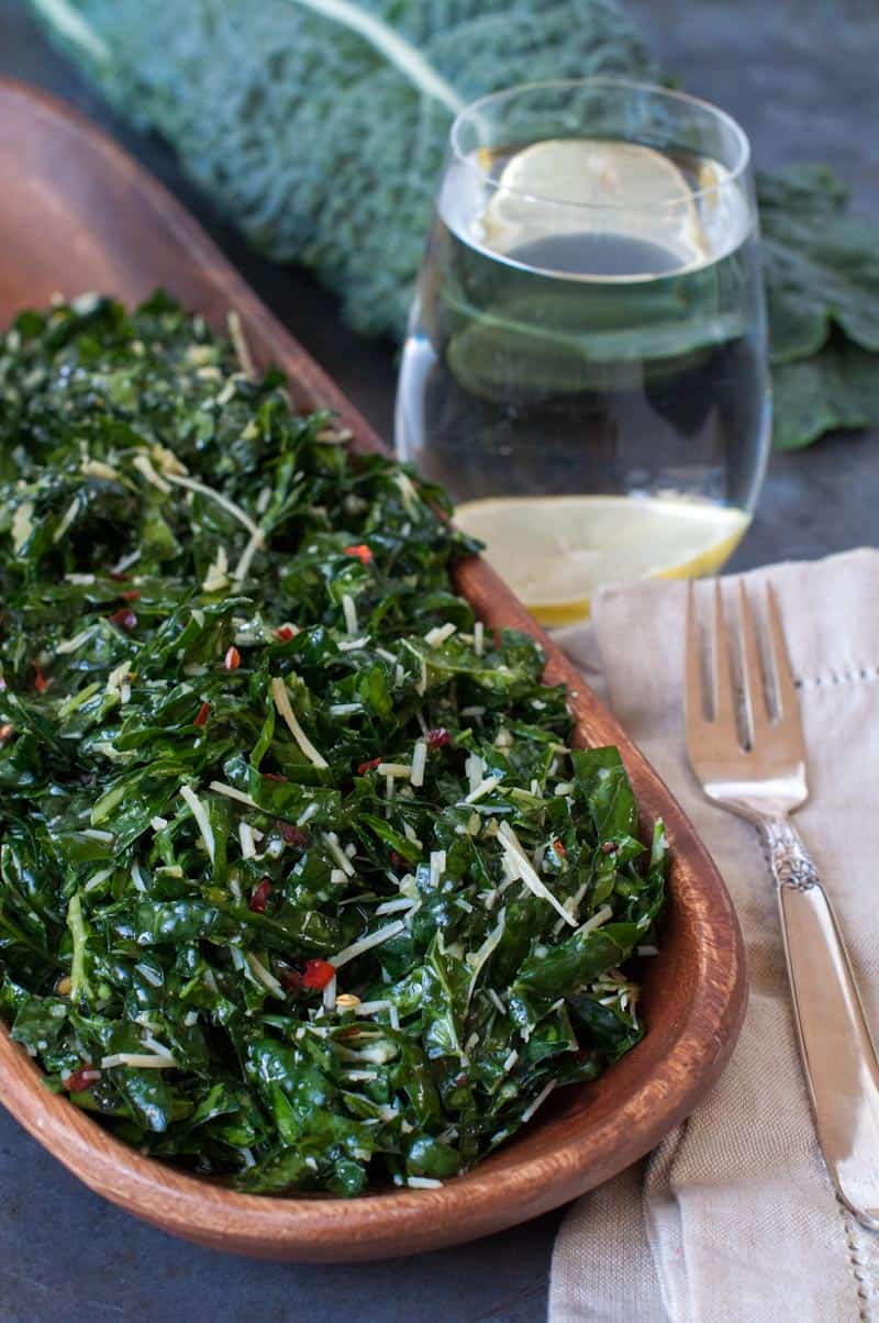 Kale salad in serving dish