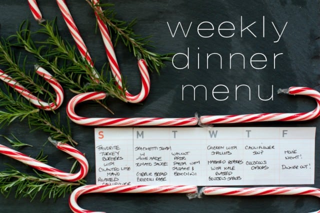 Marin Mama's weekly dinner menu - December 9th