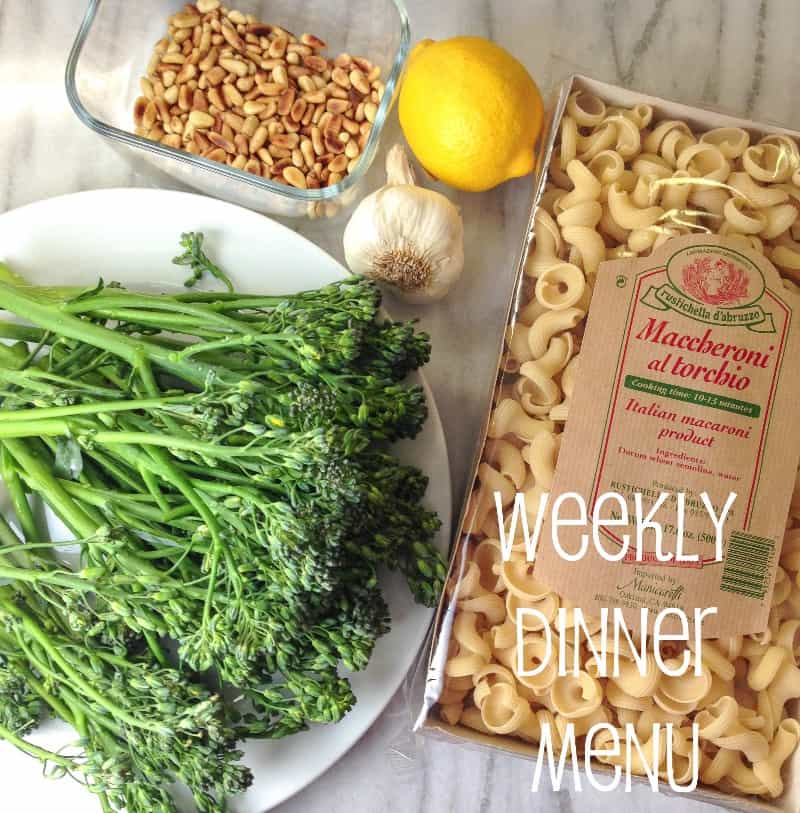 Marin Mama's weekly dinner menu - March 31st