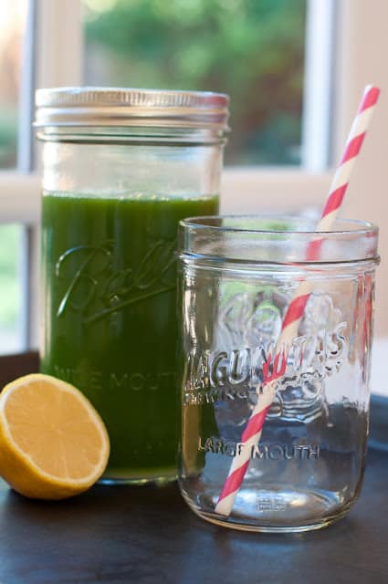 Mean green juice in jar