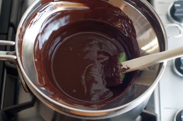 melted chocolate on stove