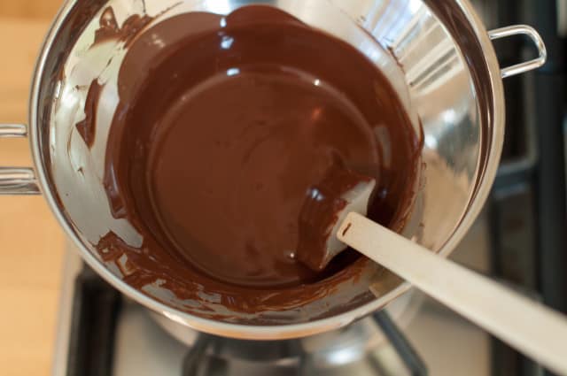 Melted chocolate on the stove
