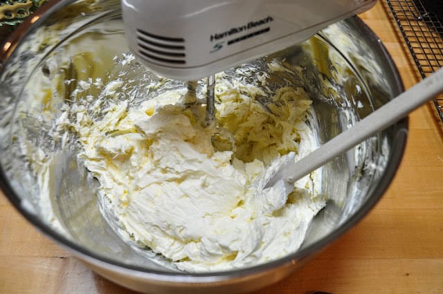 Cream cheese in mixer