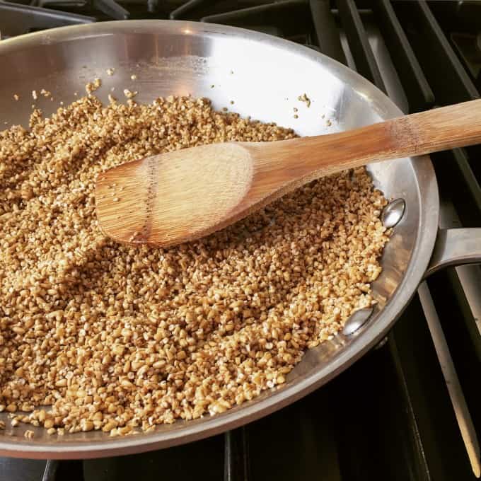 oats in a pan on the stove