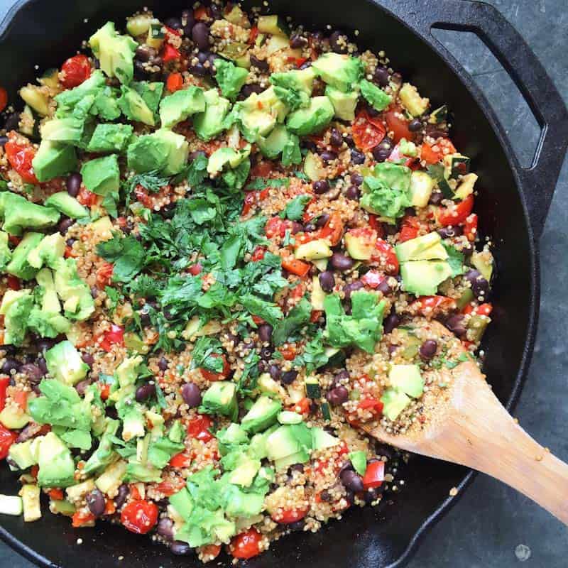 One pan Mexican quinoa wrap in the pan