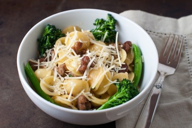 Orecchiette pasta with sausage and broccoli rabe