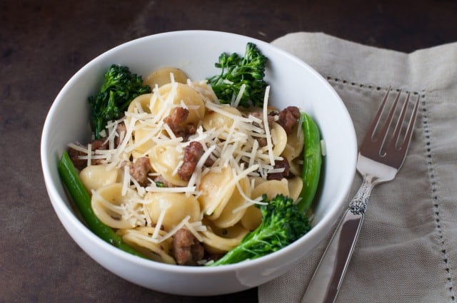 Orecchiette pasta with sausage and broccoli rabe