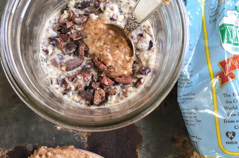 overnight-refrigerator-oats-with-almond-butter-and-cacao-nibs