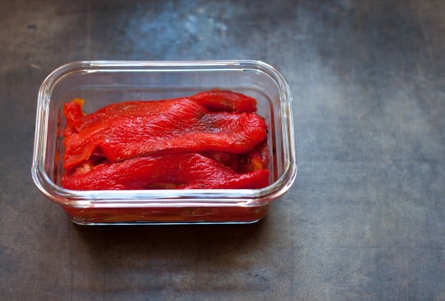 peeled and roasted red peppers
