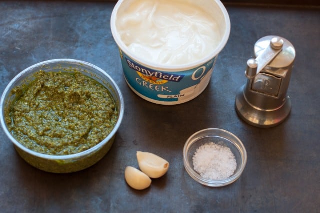 Pesto yogurt ingredients 